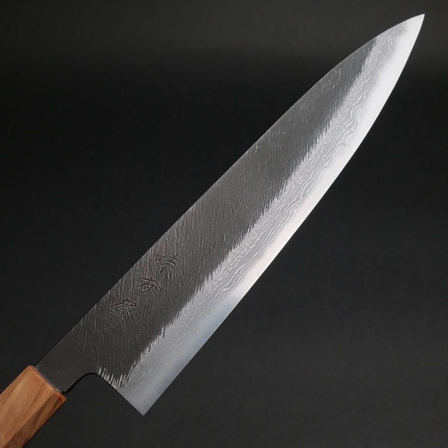 Ajikataya White #2 Matsuba Damascus Gyuto 240 Olive/ TQPRV Handle (#06)
