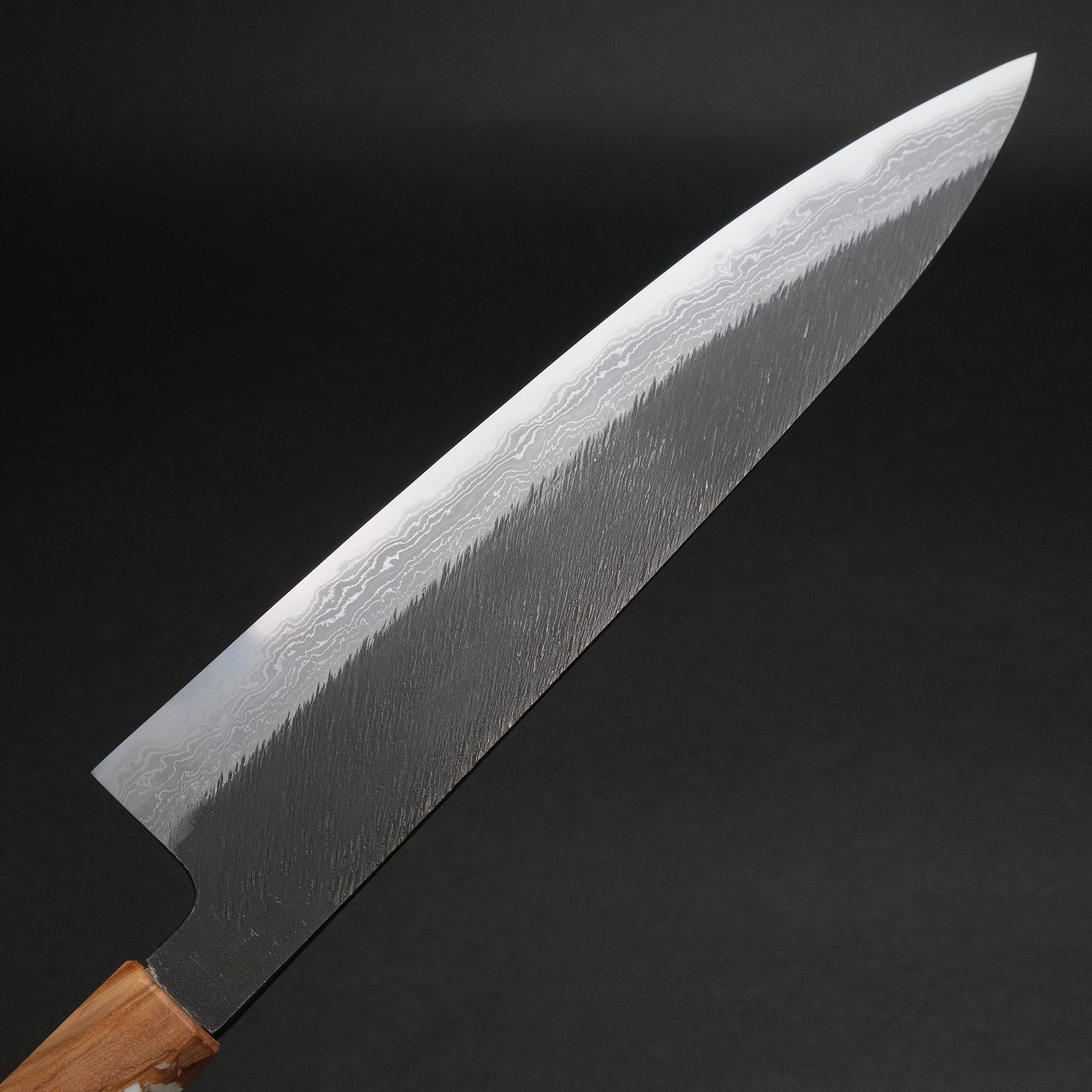 Ajikataya White #2 Matsuba Damascus Gyuto 240 Olive/ TQPRV Handle (#06)