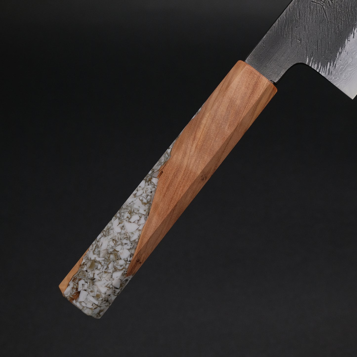 Ajikataya White #2 Matsuba Damascus Gyuto 240 Olive/ TQPRV Handle (#06)