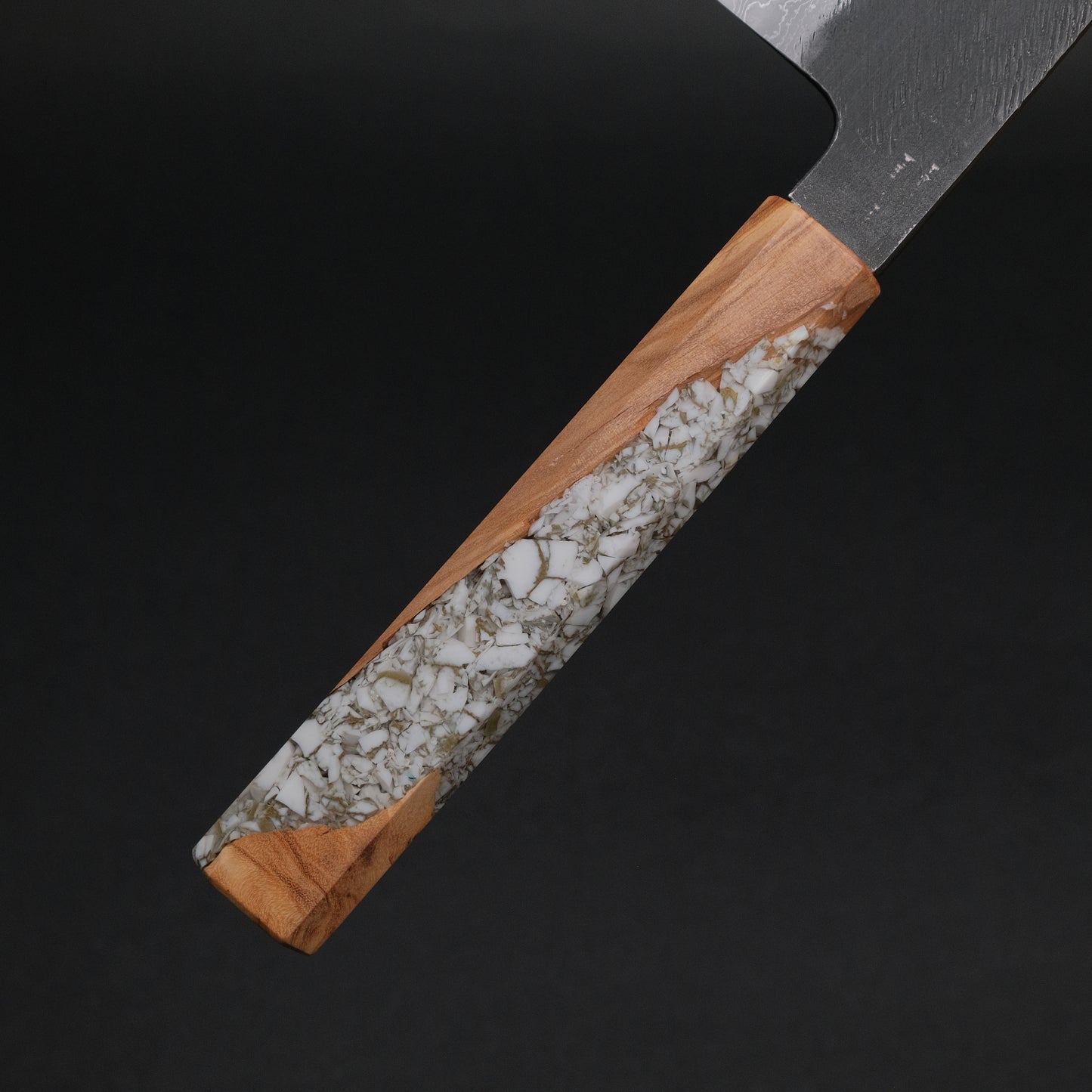 Ajikataya White #2 Matsuba Damascus Gyuto 240 Olive/ TQPRV Handle (#06)