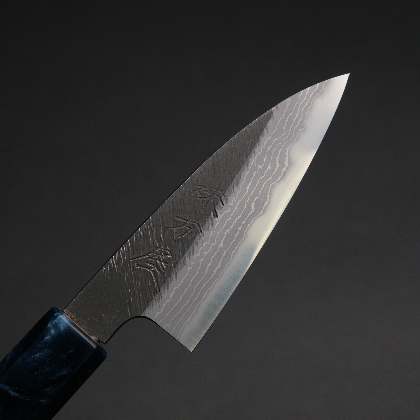 Ajikataya White #2 Matsuba Damascus Petty 80 Olive/ Resin Handle (#30)