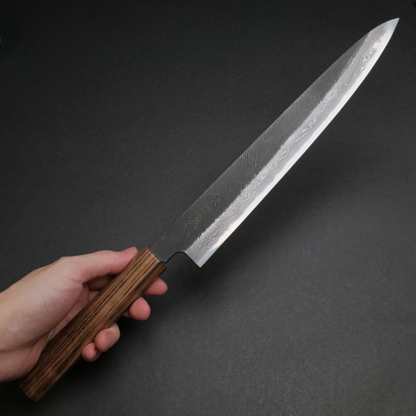 Ajikataya White #2 Matsuba Damascus Sujihiki 270 Obankole Handle (#02)