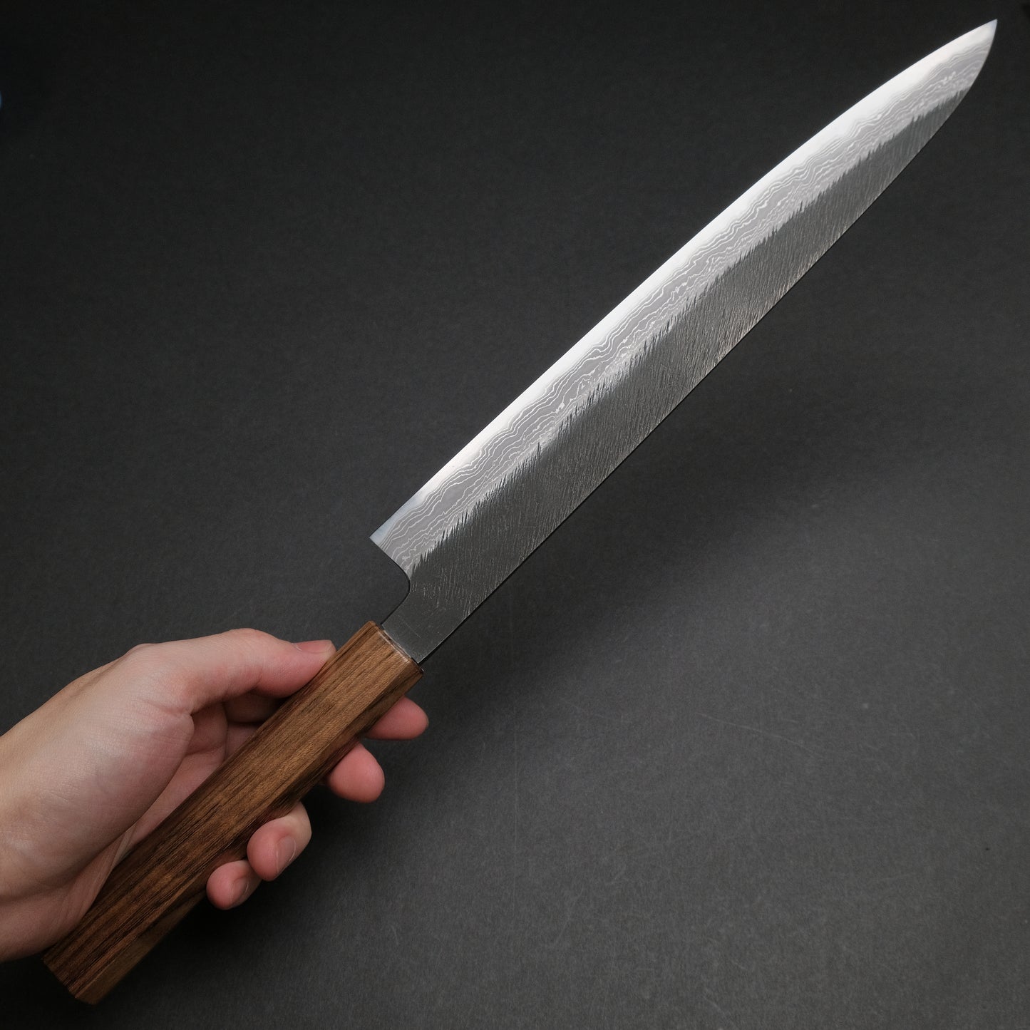 Ajikataya White #2 Matsuba Damascus Sujihiki 270 Obankole Handle (#02)