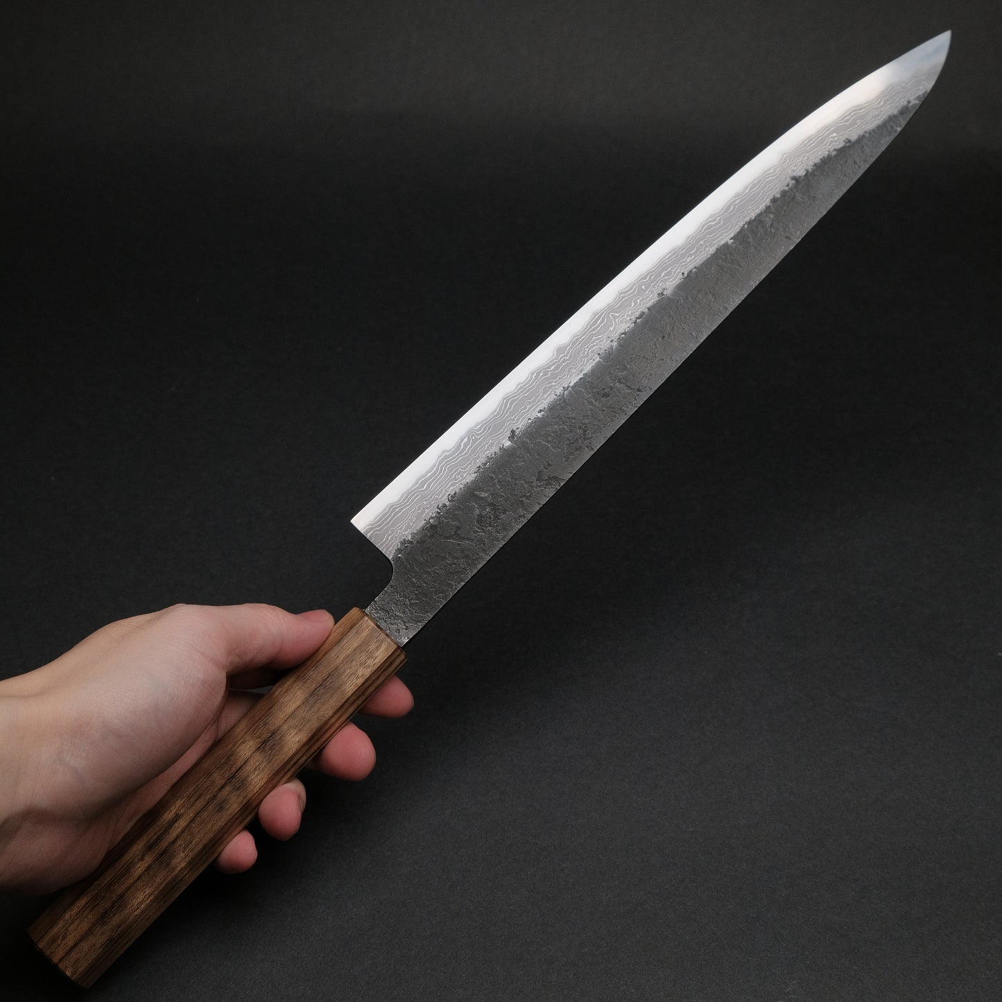 Ajikataya White #2 Nashiji Damascus Sujihiki 270 Obankole Handle (#37)