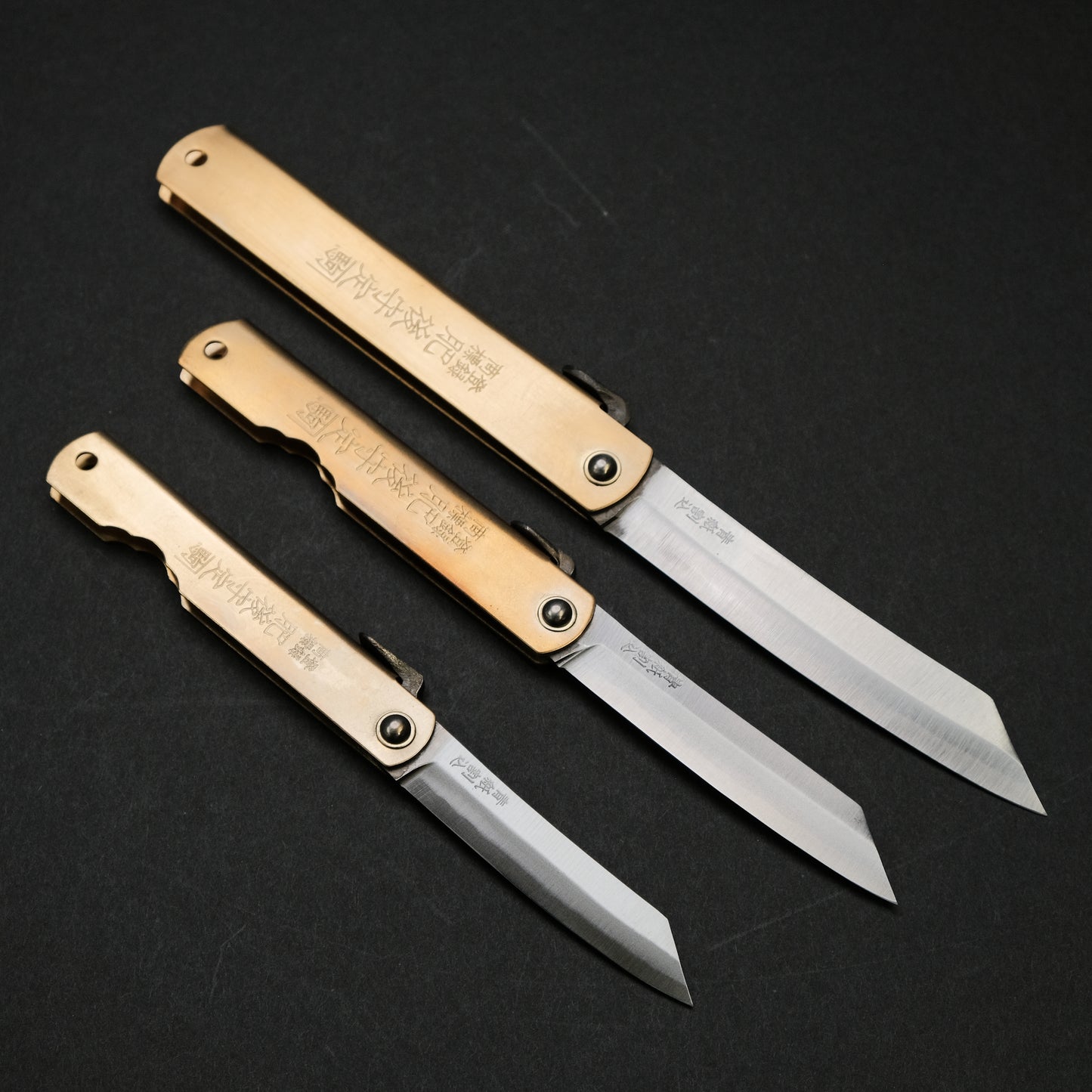 Higonokami Blue Steel Folding Knife  Brass Handle (Various Size)