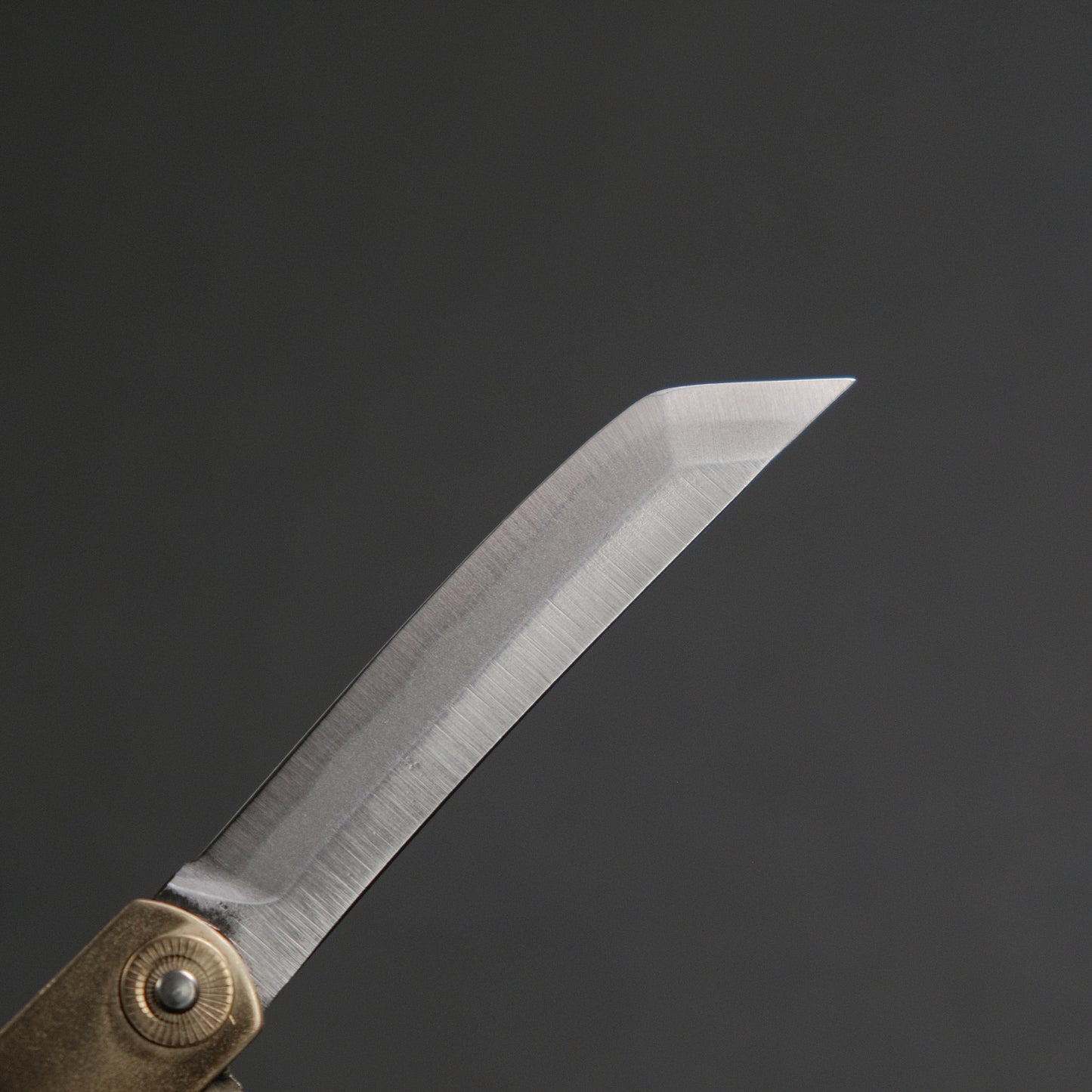 Higonokami White Steel Sakimaru Folding Knife Large Brass Handle