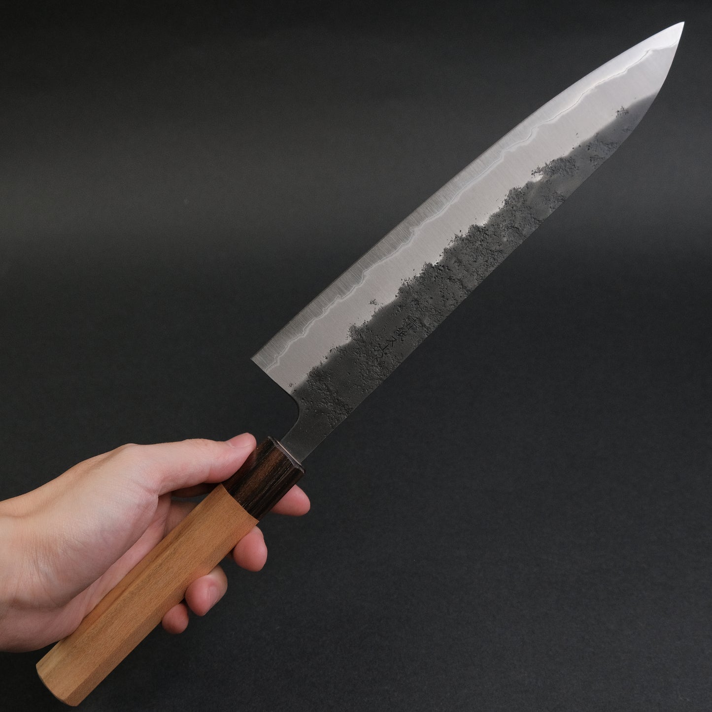 Hitohira Futana SB Kuro Nashiji Gyuto 240mm Cherry Wood Handle