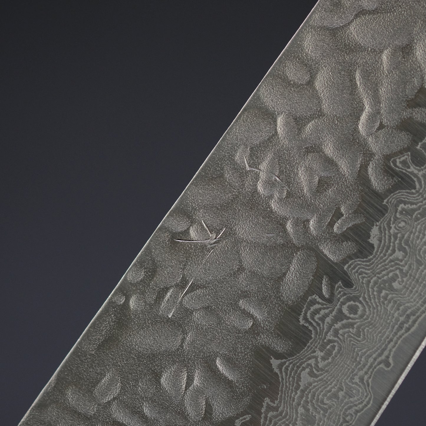 Hitohira Futana Stainless Tsuchime Damascus Bunka Cherry Wood Handle