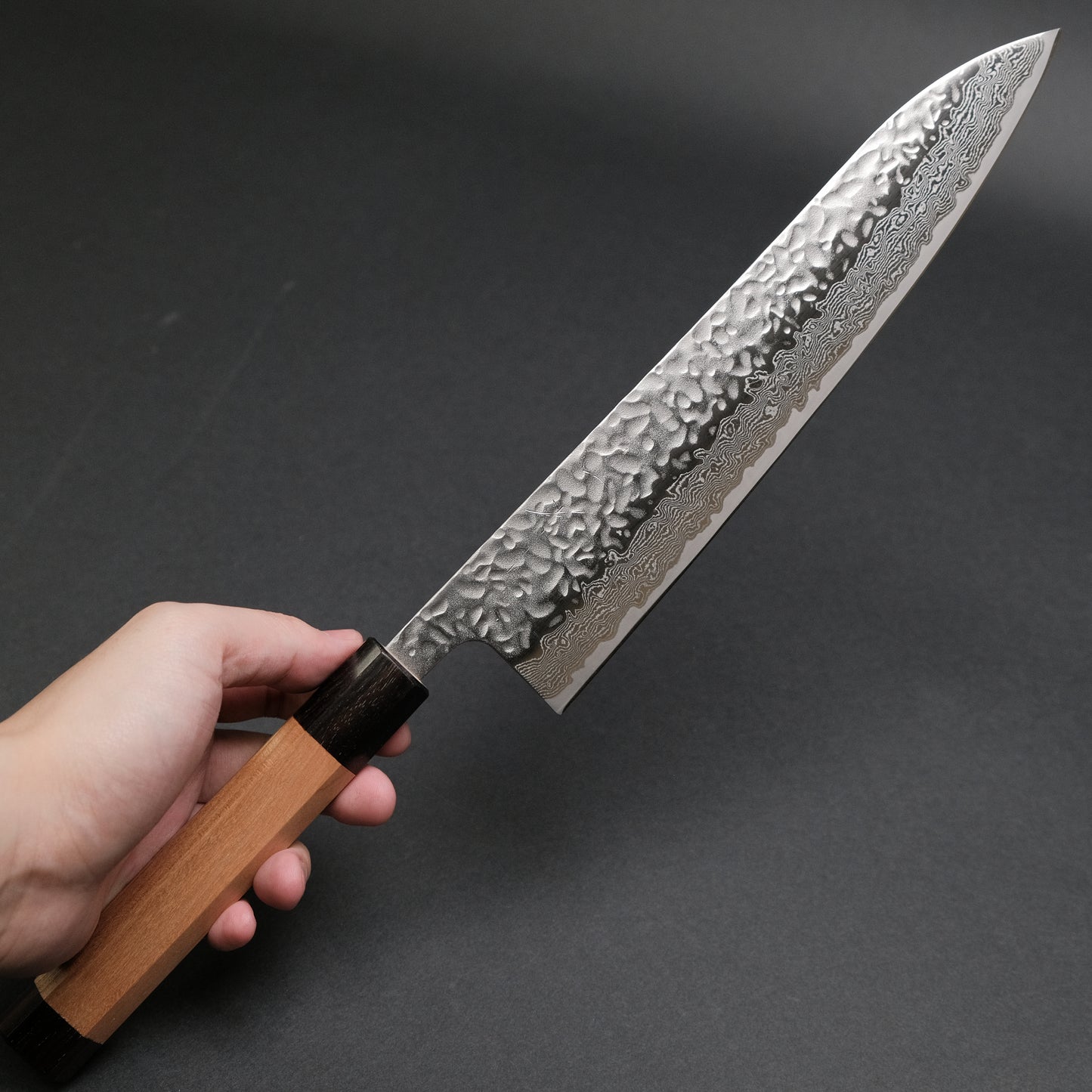 Hitohira Futana Stainless Tsuchime Damascus Gyuto 240mm Cherry Wood Handle