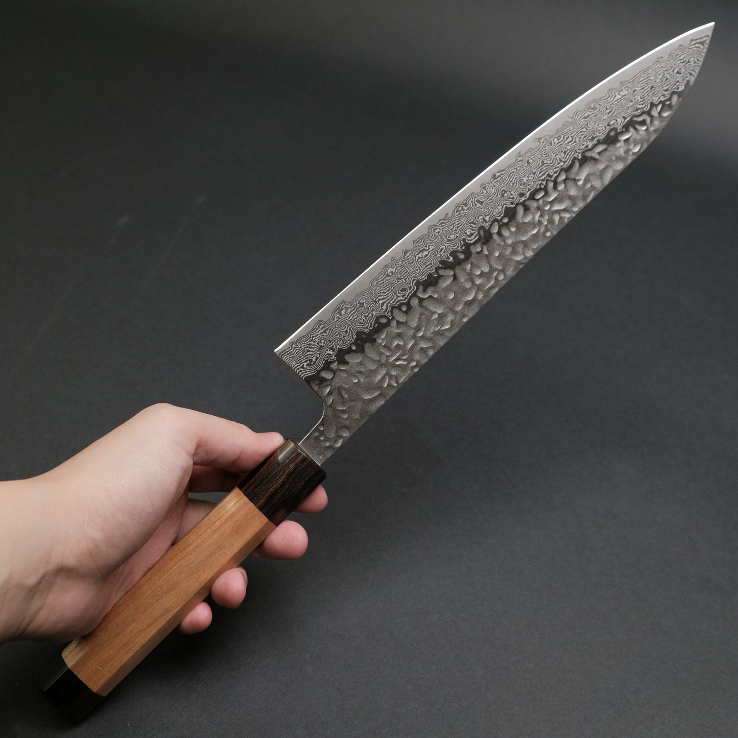 Hitohira Futana Stainless Tsuchime Damascus Gyuto 240mm Cherry Wood Handle