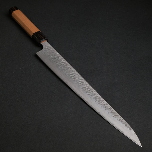 Hitohira Futana Stainless Tsuchime Damascus Sujihiki 270mm Cherry Wood Handle
