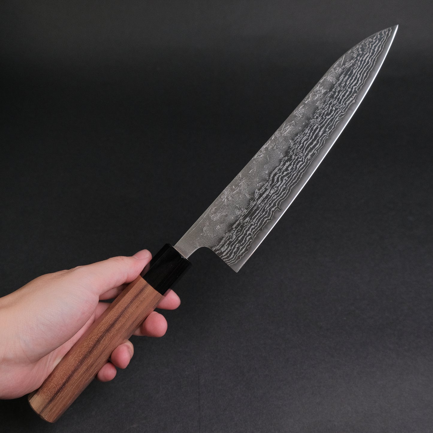 Hitohira Futana Swedish Stainless Nashiji Damascus Gyuto 210mm Walnut Handle
