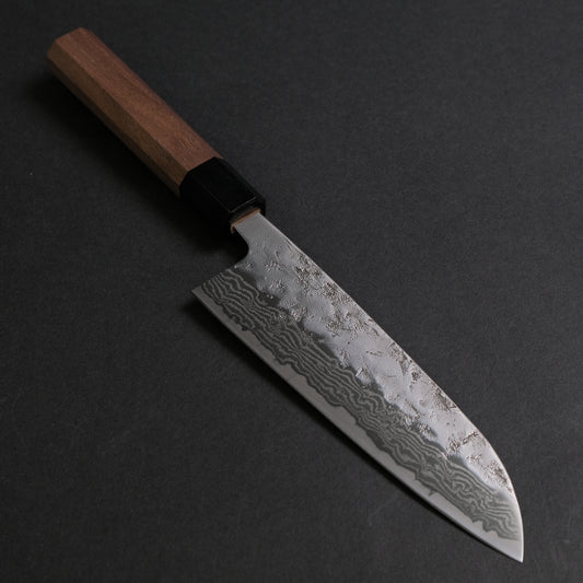 Hitohira Futana Swedish Stainless Nashiji Damascus Santoku 170mm Walnut Handle