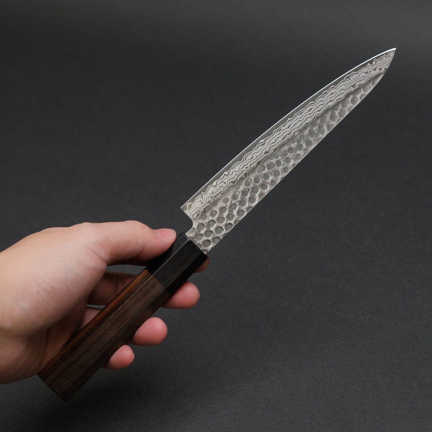 Hitohira HG Tsuchime Damascus Petty 150mm Rosewood Handle