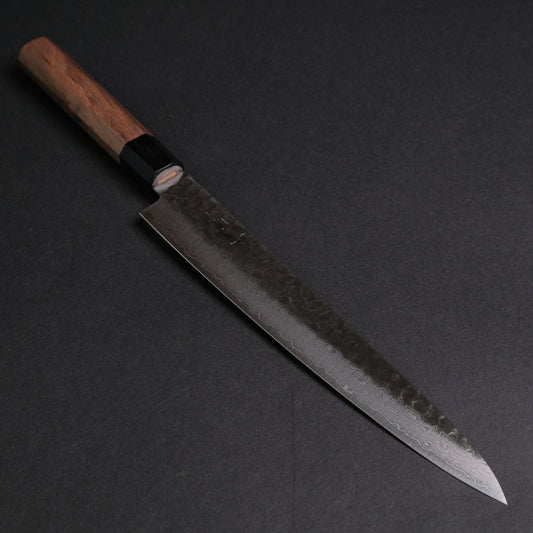 Hitohira HG Tsuchime Damascus Sujihiki 240mm Walnut Handle