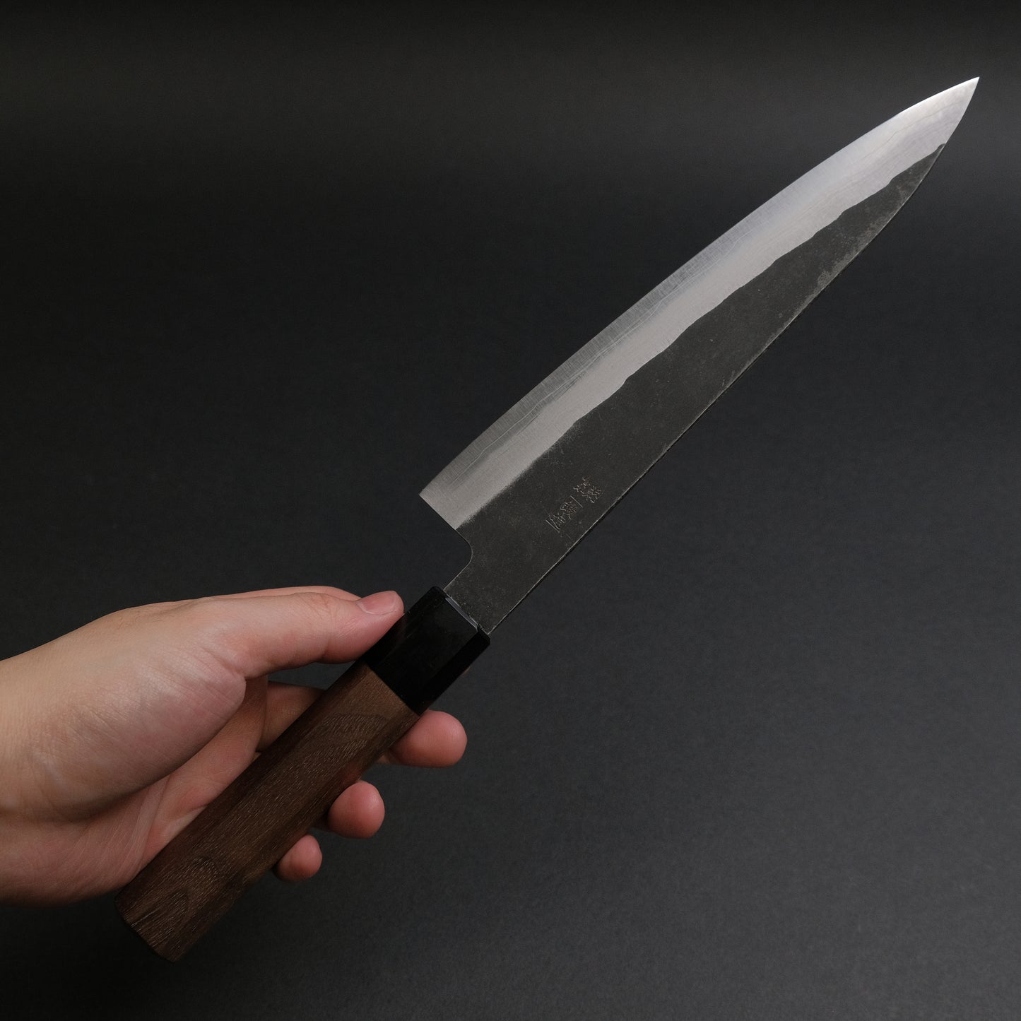 Hitohira Harima Blue Super Stainless Clad Gyuto 210mm Walnut Handle