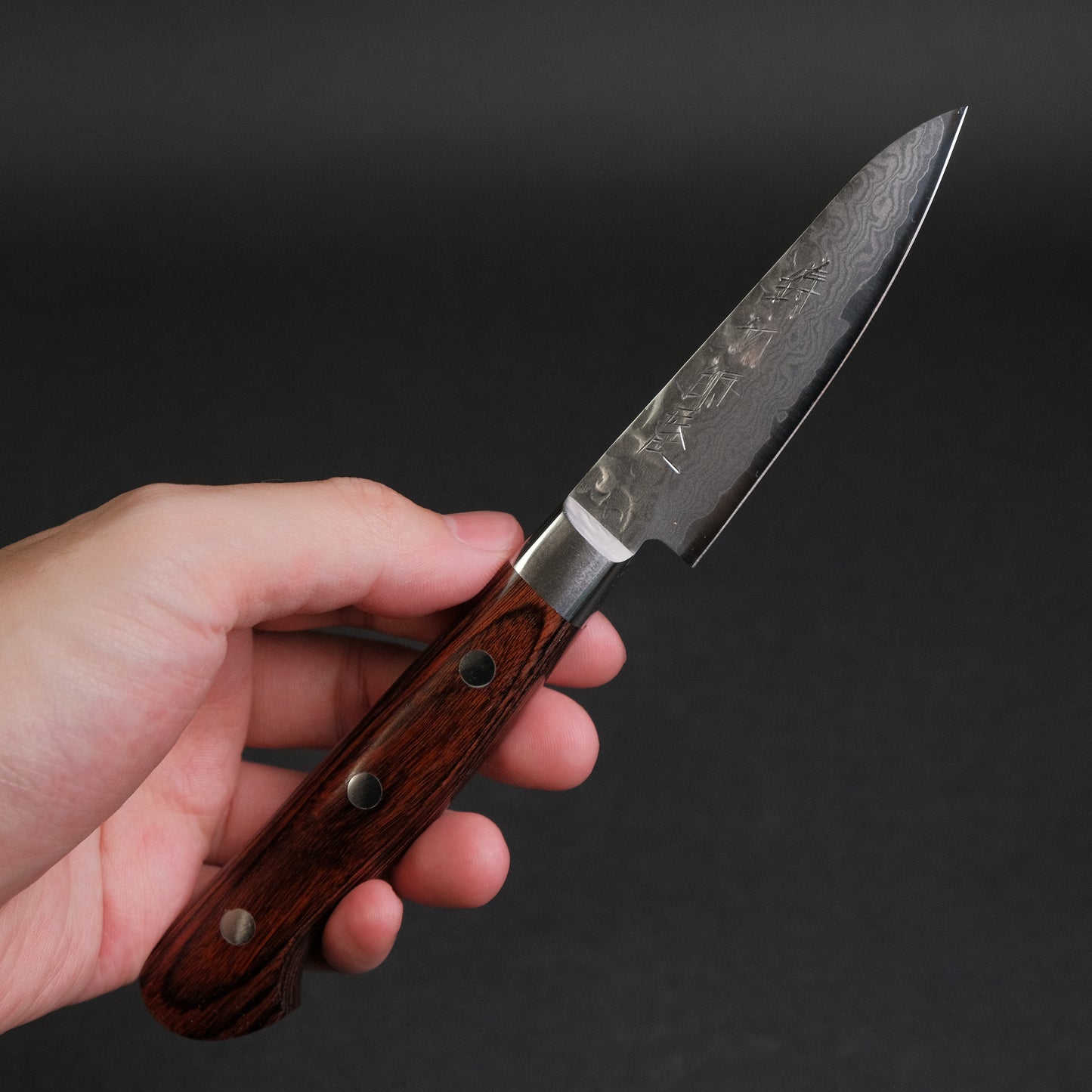 Hitohira Imojiya ST Tsuchime Damascus Paring Imitation Mahogany Handle (Yo)