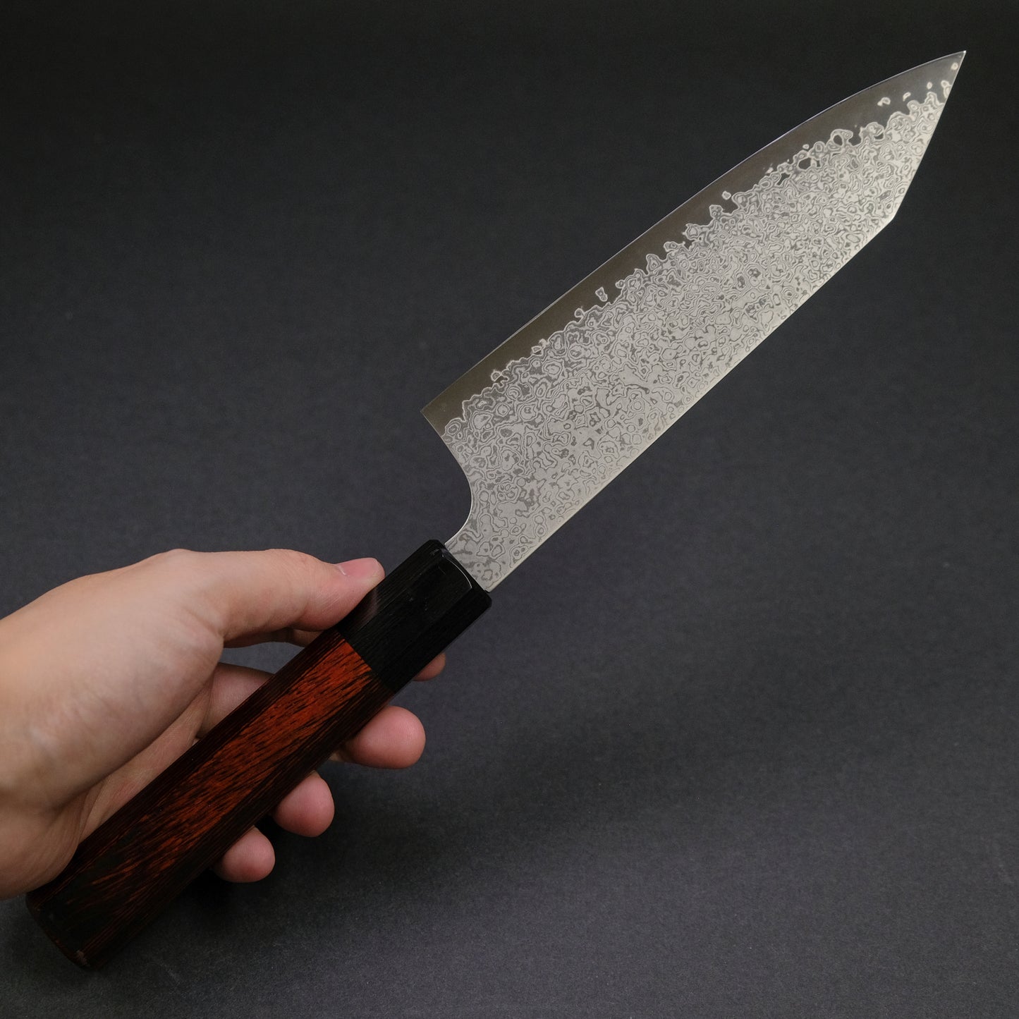Hitohira Imojiya TH Damascus Bunka 180mm Pakka Handle (Red)