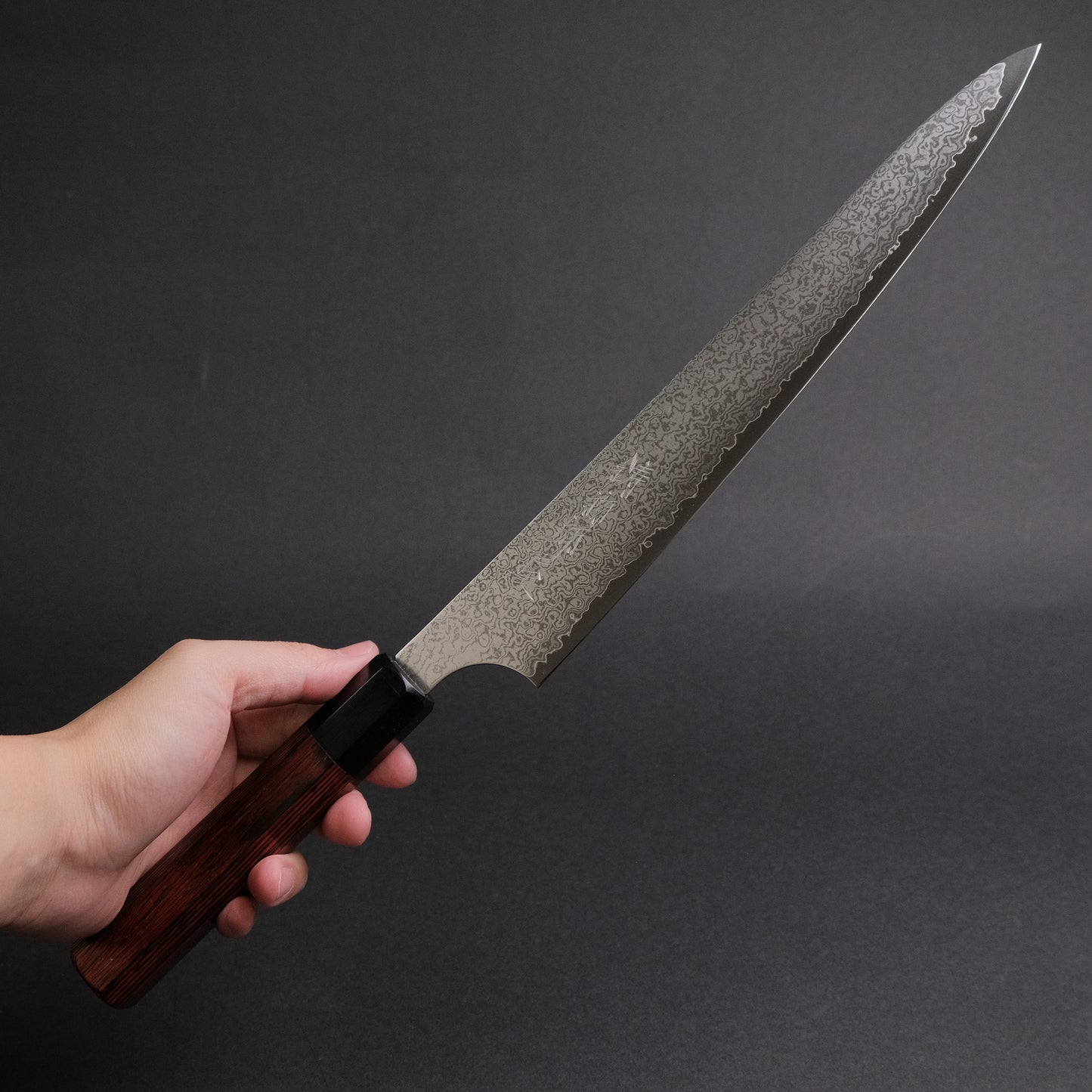 Hitohira Imojiya TH Damascus Sujihiki 270mm Pakka Handle (Red)