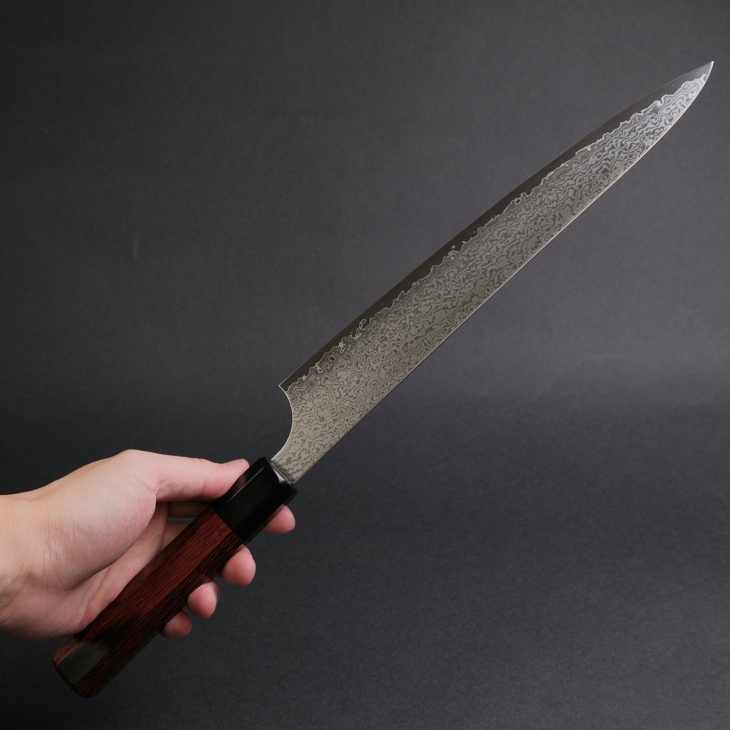 Hitohira Imojiya TH Damascus Sujihiki 270mm Pakka Handle (Red)