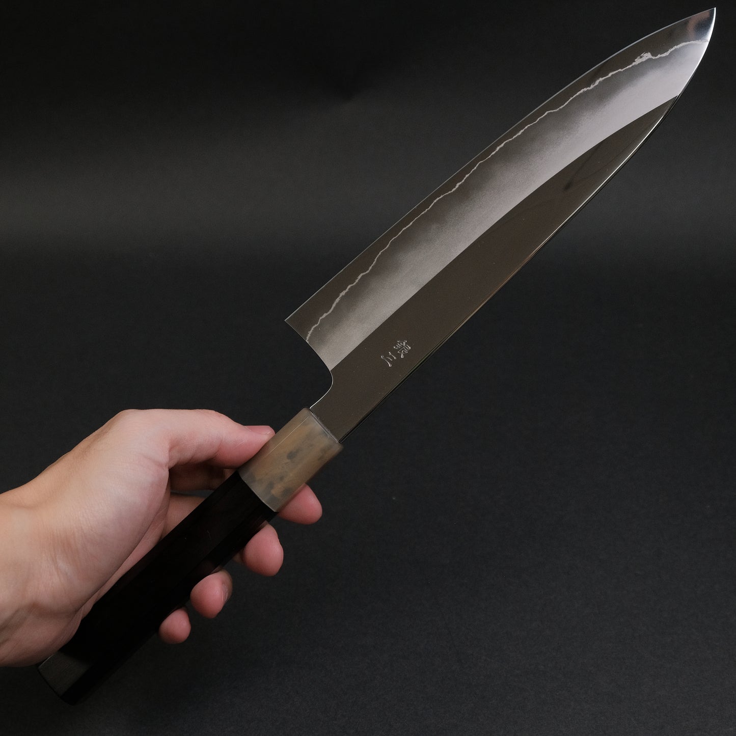 Hitohira Kikuchiyo Rou Silver #3 Mirror Polished Gyuto 210mm Ebony Handle