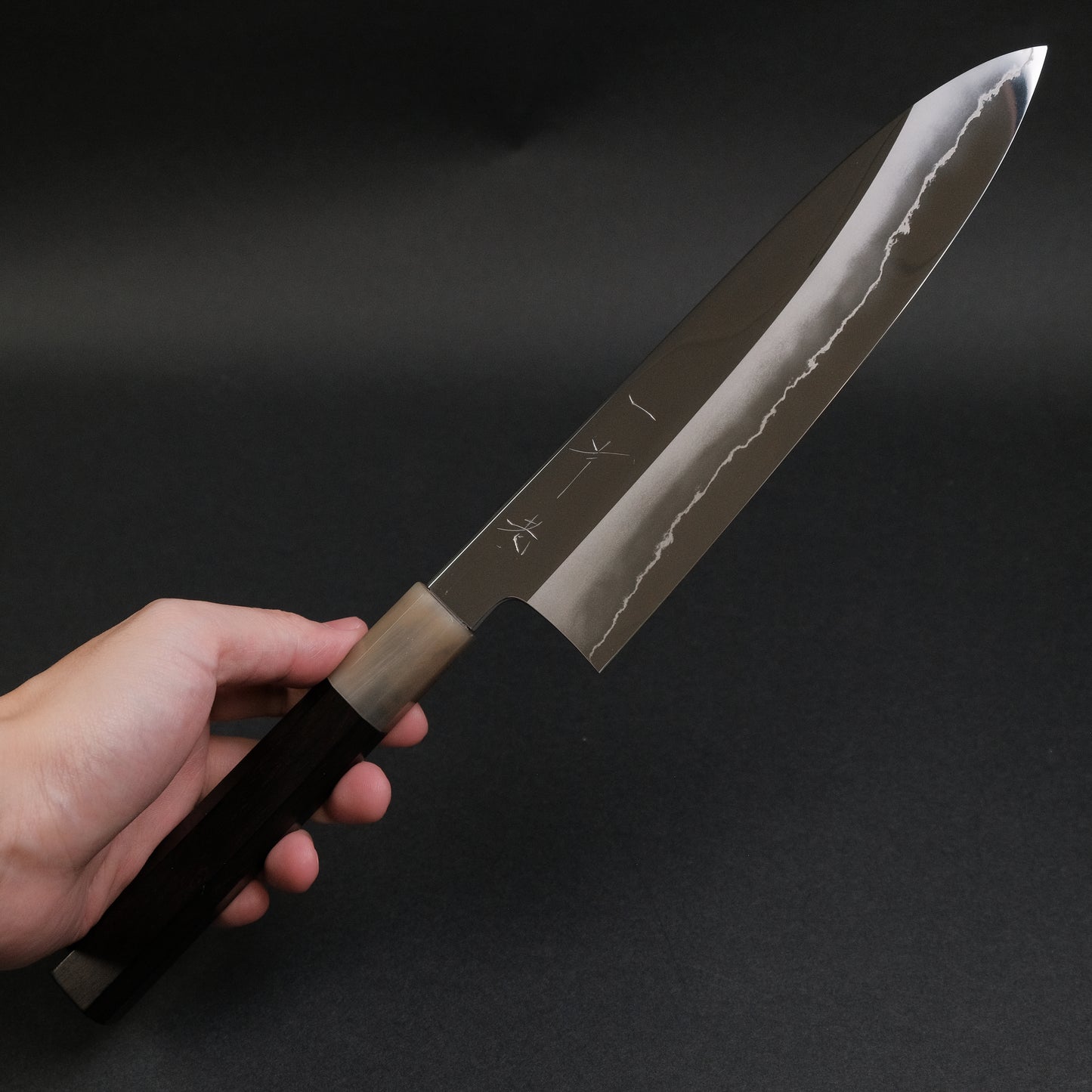 Hitohira Kikuchiyo Rou Silver #3 Mirror Polished Gyuto 210mm Ebony Handle