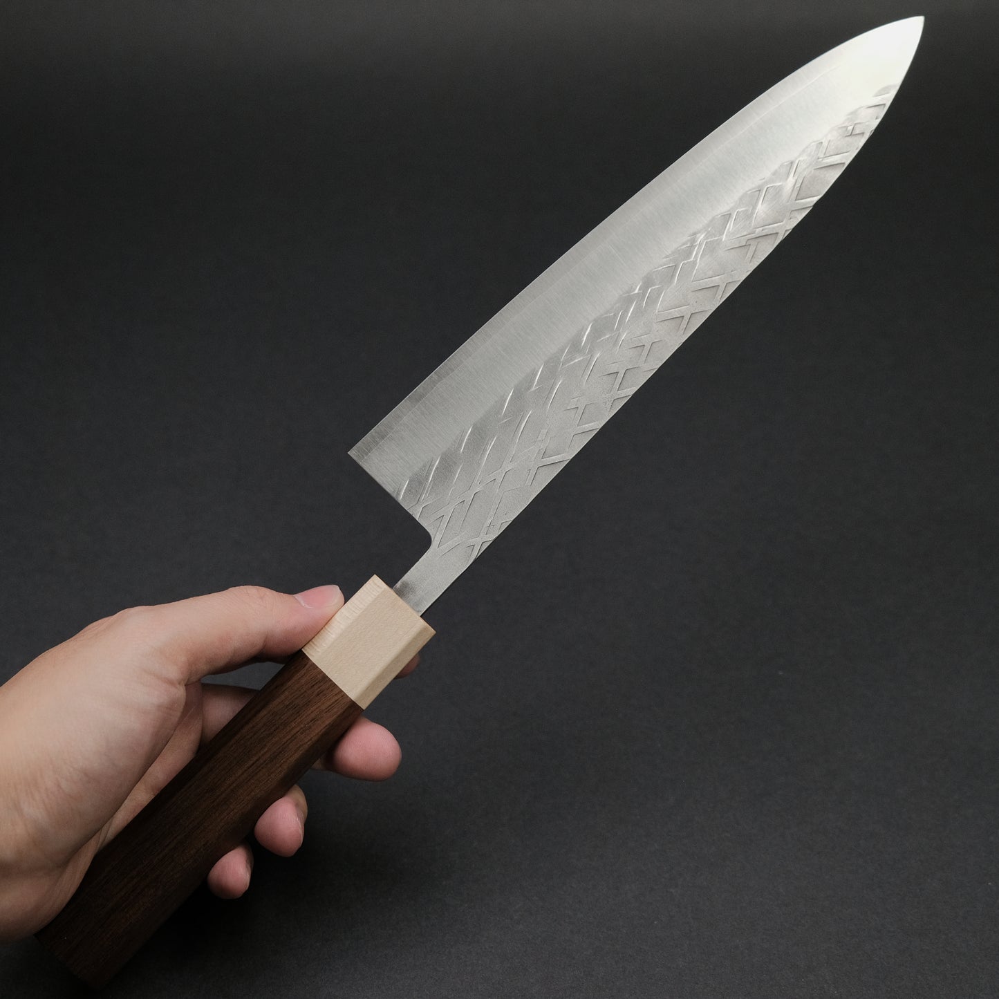 Hitohira TD SLD Tsuchime Gyuto 210mm Walnut Handle