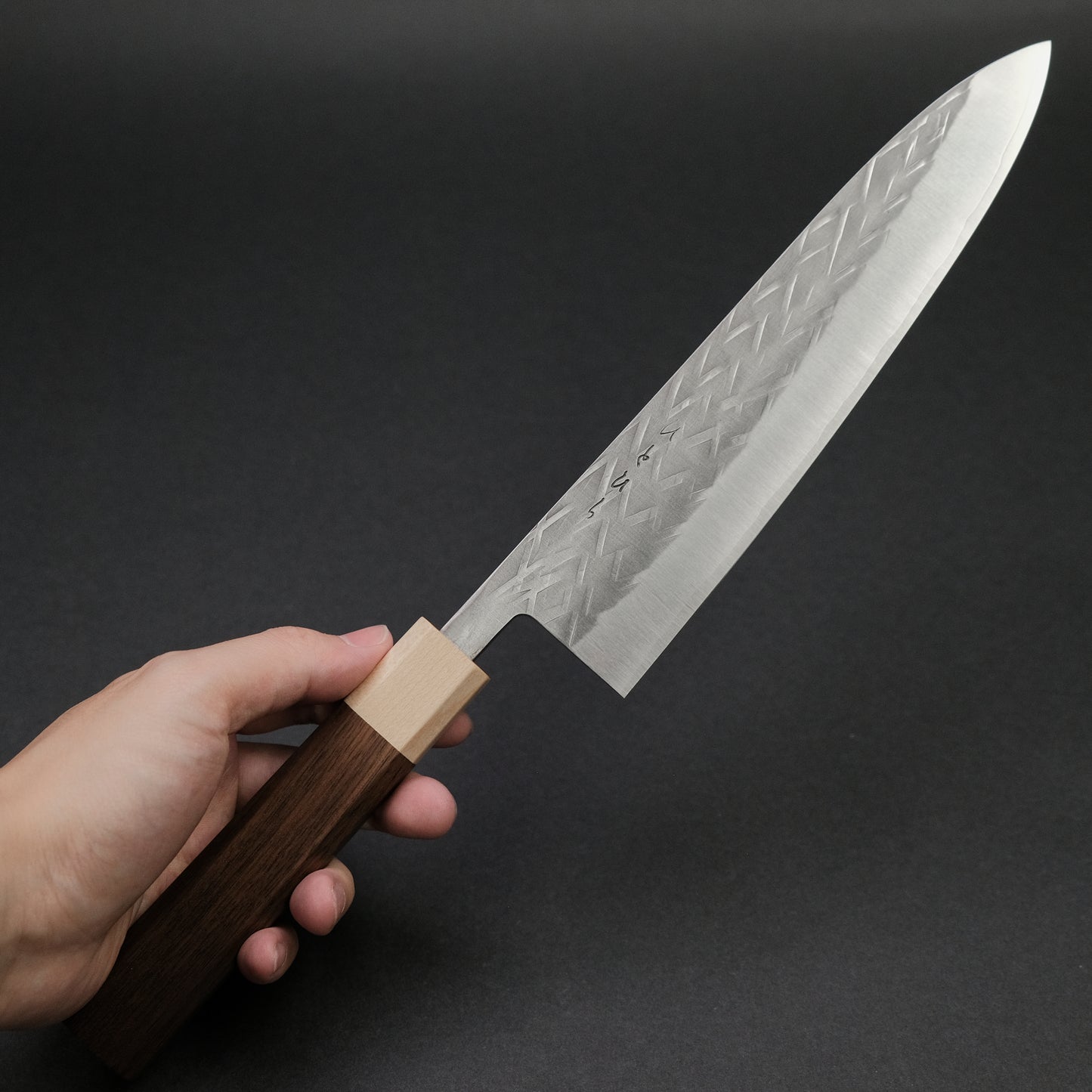 Hitohira TD SLD Tsuchime Gyuto 210mm Walnut Handle