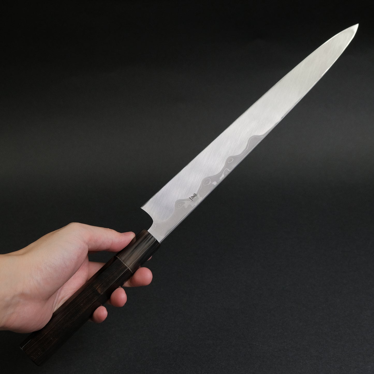 Hitohira Tanaka Mosuke Blue #1 Damascus Yanagiba 300mm Ebony Handle (Saya)