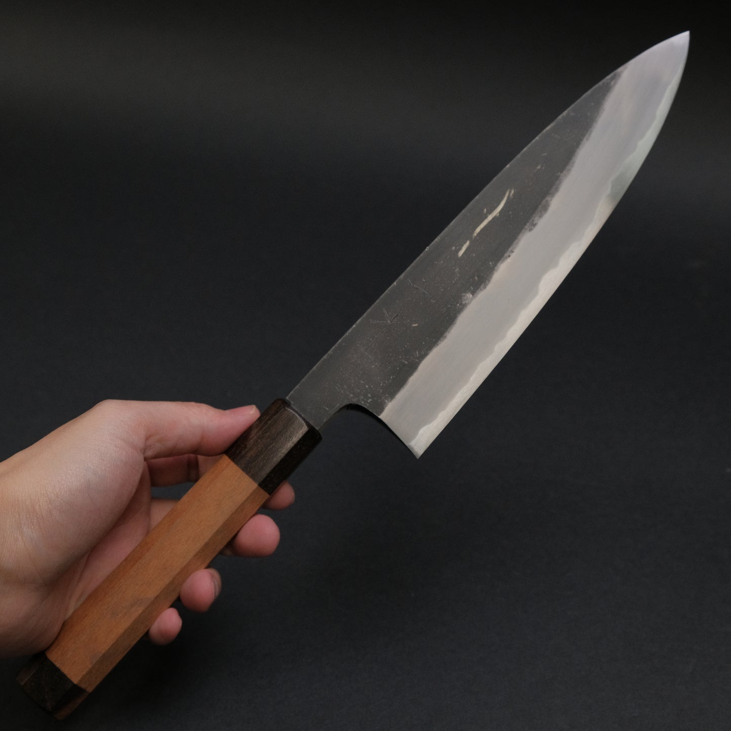 Hitohira Togashi Blue #2 Kurouchi Gyuto 210mm Cherry Wood Handle (Ebony End)