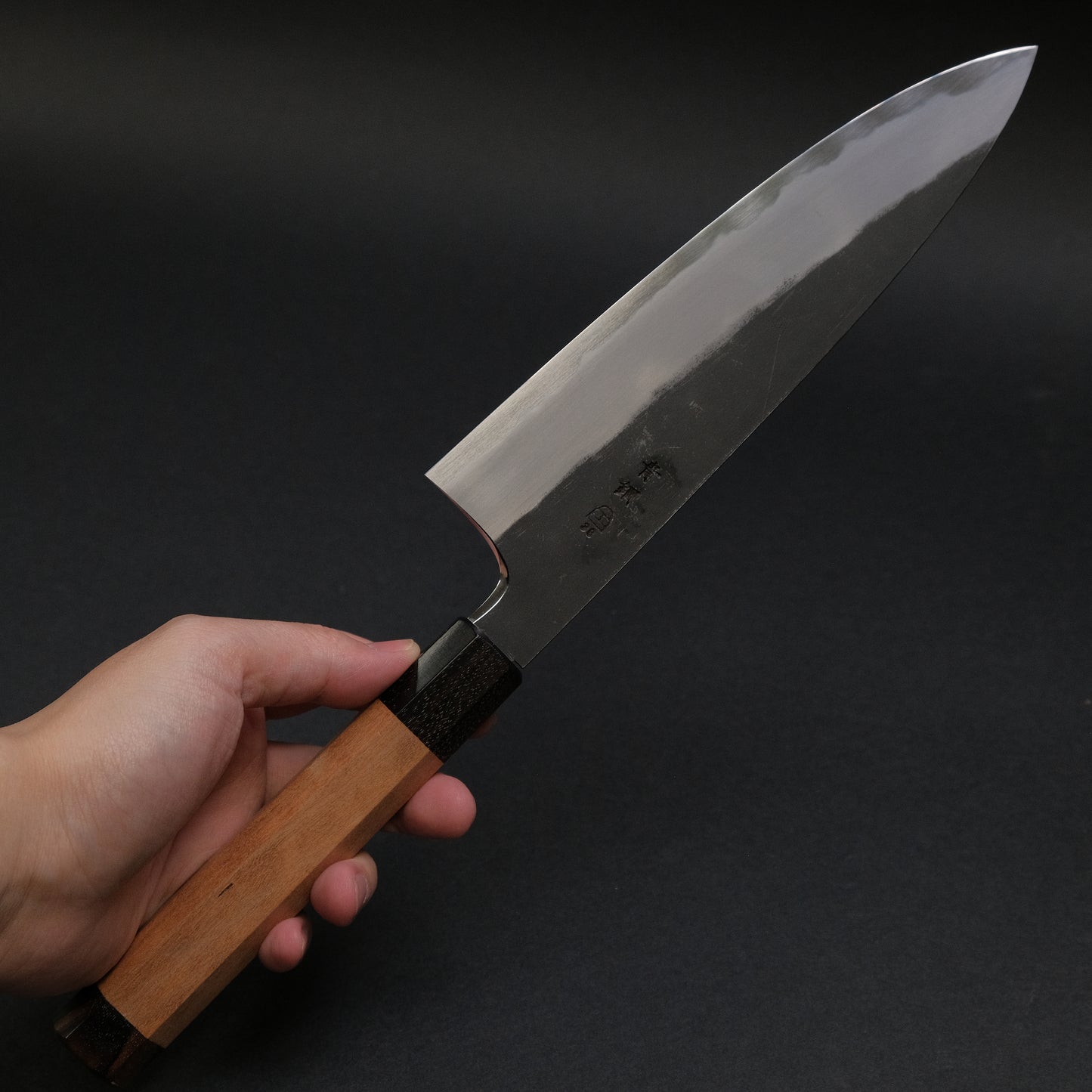 Hitohira Togashi Blue #2 Kurouchi Gyuto 210mm Cherry Wood Handle (Ebony End)