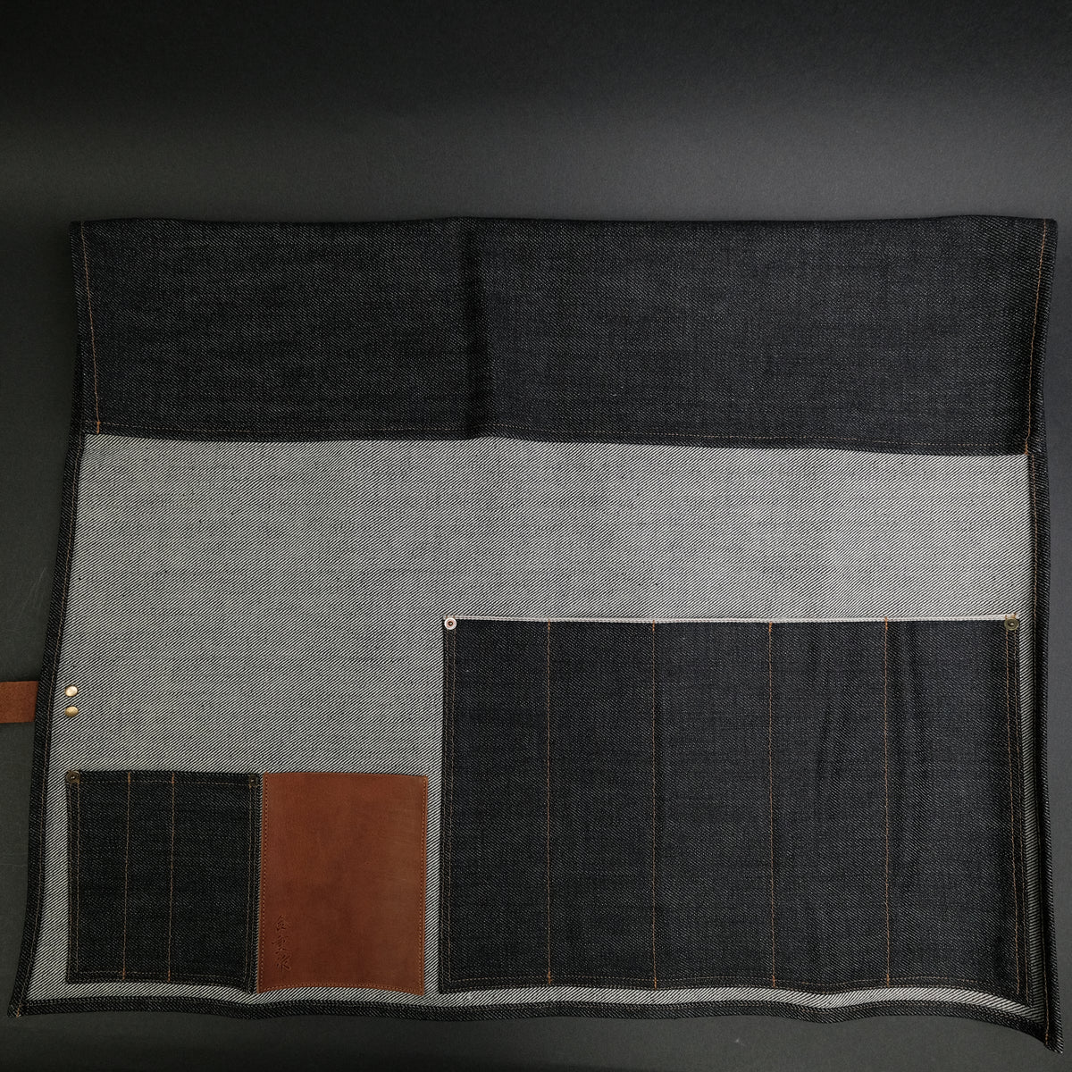 Kaneshige Denim Knife Roll Ai & Om Knives