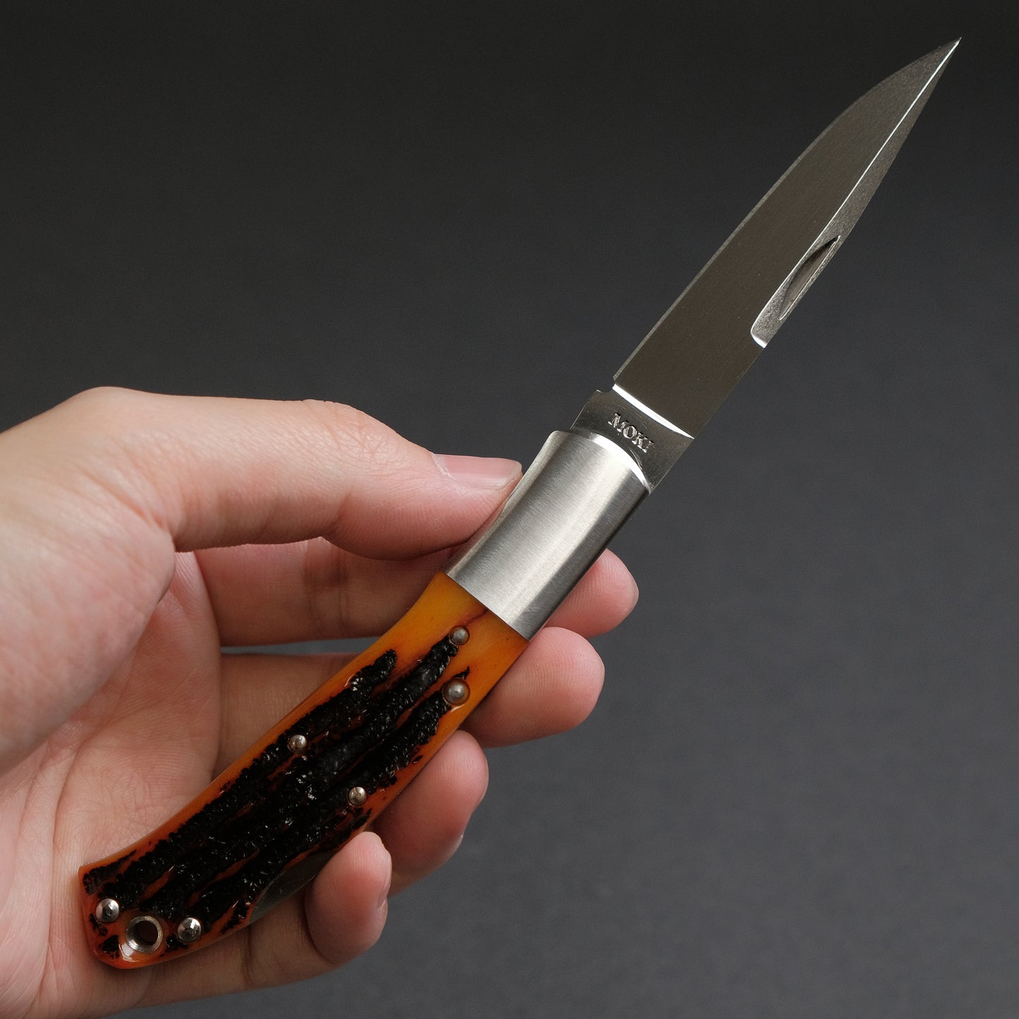 MOKI Kronos Folding Knife Large Stag Handle