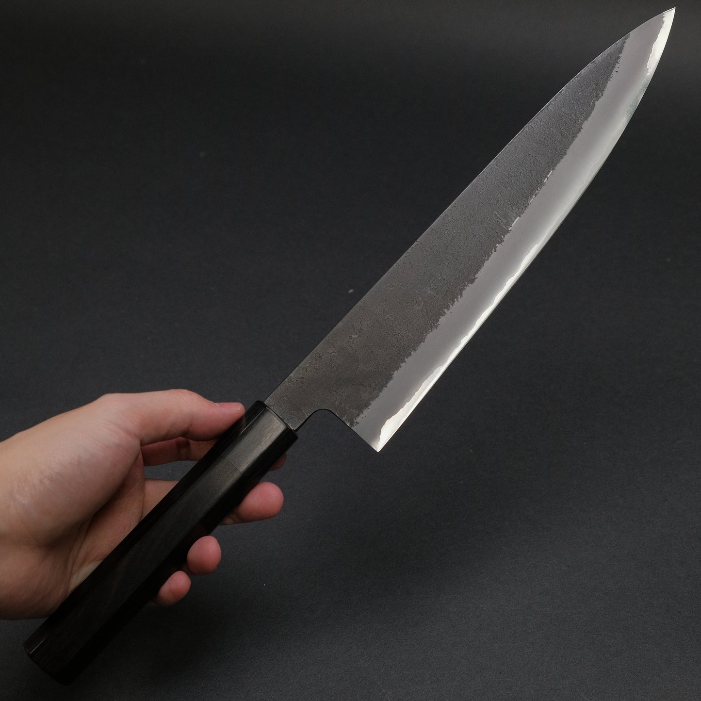 Mutsumi Blue Super Kurouchi Nashiji Gyuto 240mm Ebony Handle