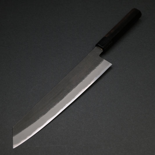 Mutsumi Blue Super Kurouchi Nashiji Kiritsuke 240mm Ebony Handle