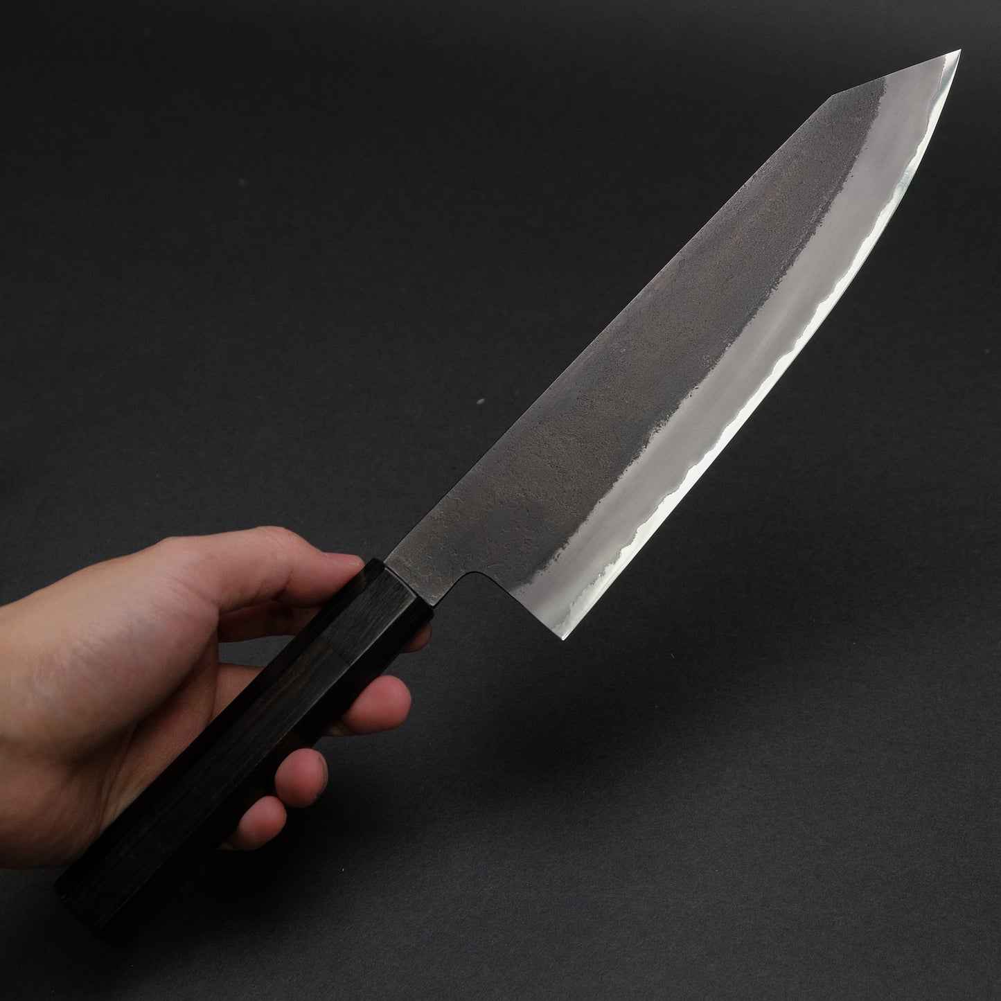 Mutsumi Blue Super Kurouchi Nashiji Kiritsuke Gyuto 210mm Ebony Handle