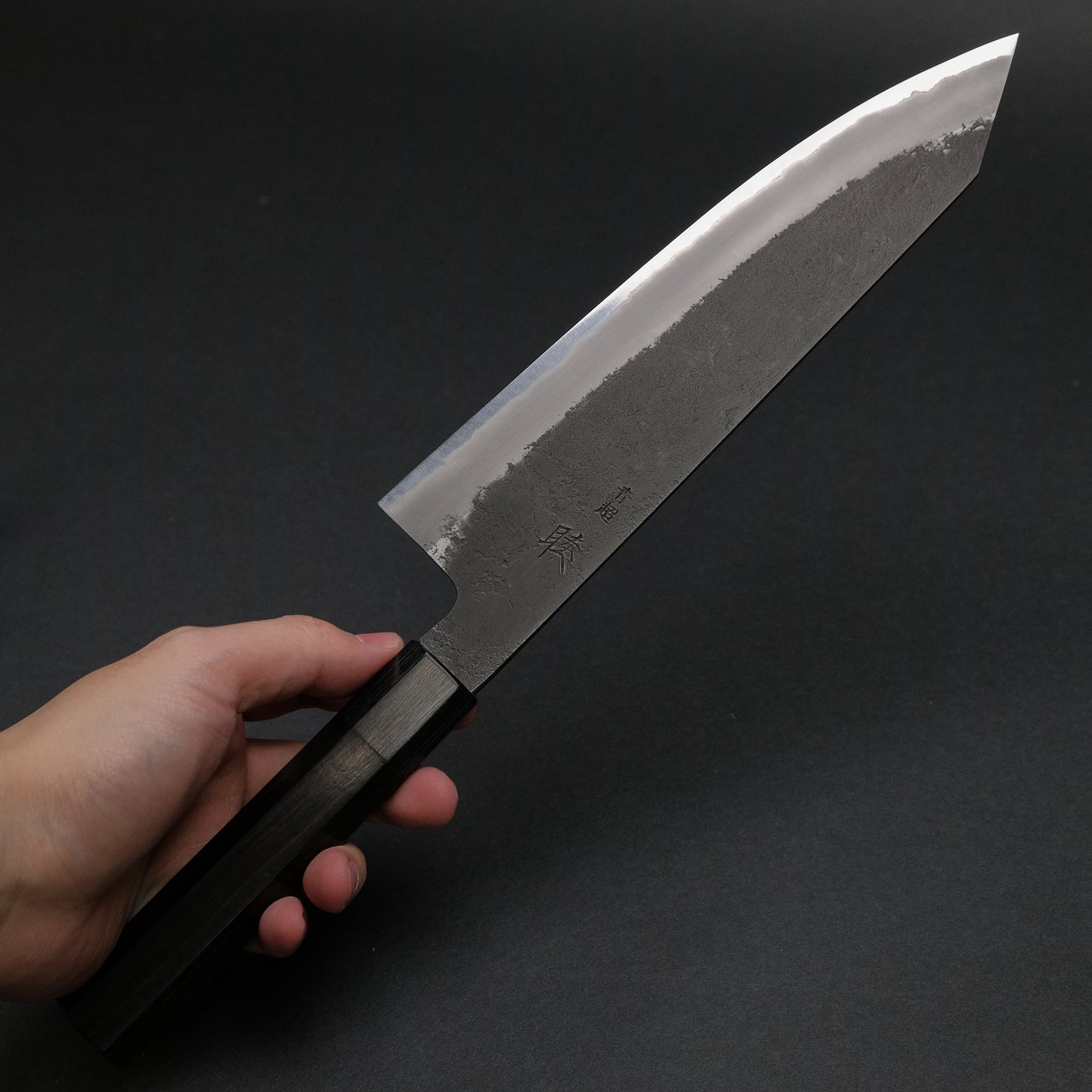 Mutsumi Blue Super Kurouchi Nashiji Kiritsuke Gyuto 210mm Ebony Handle