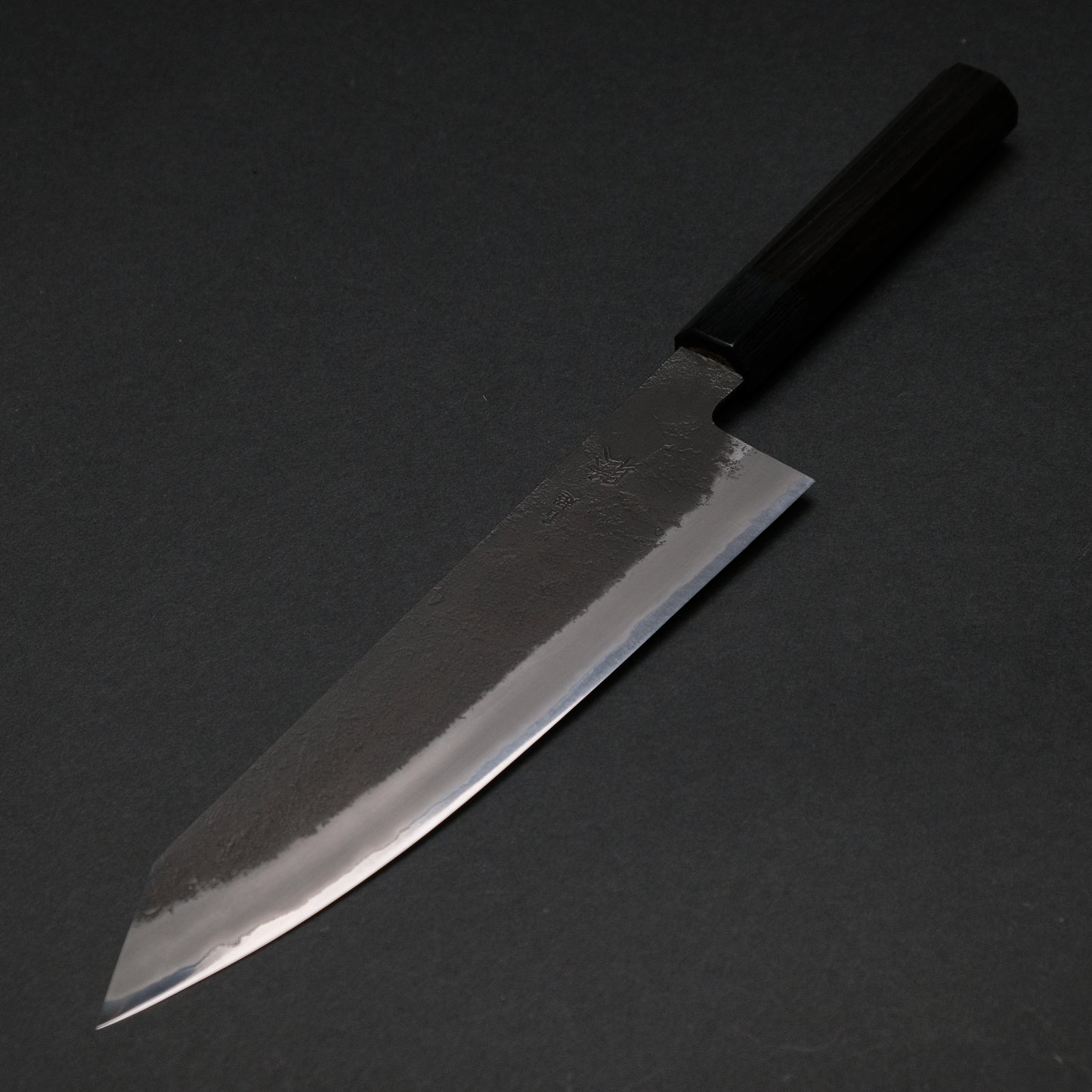 Mutsumi Blue Super Kurouchi Nashiji Kiritsuke Gyuto 210mm Ebony Handle