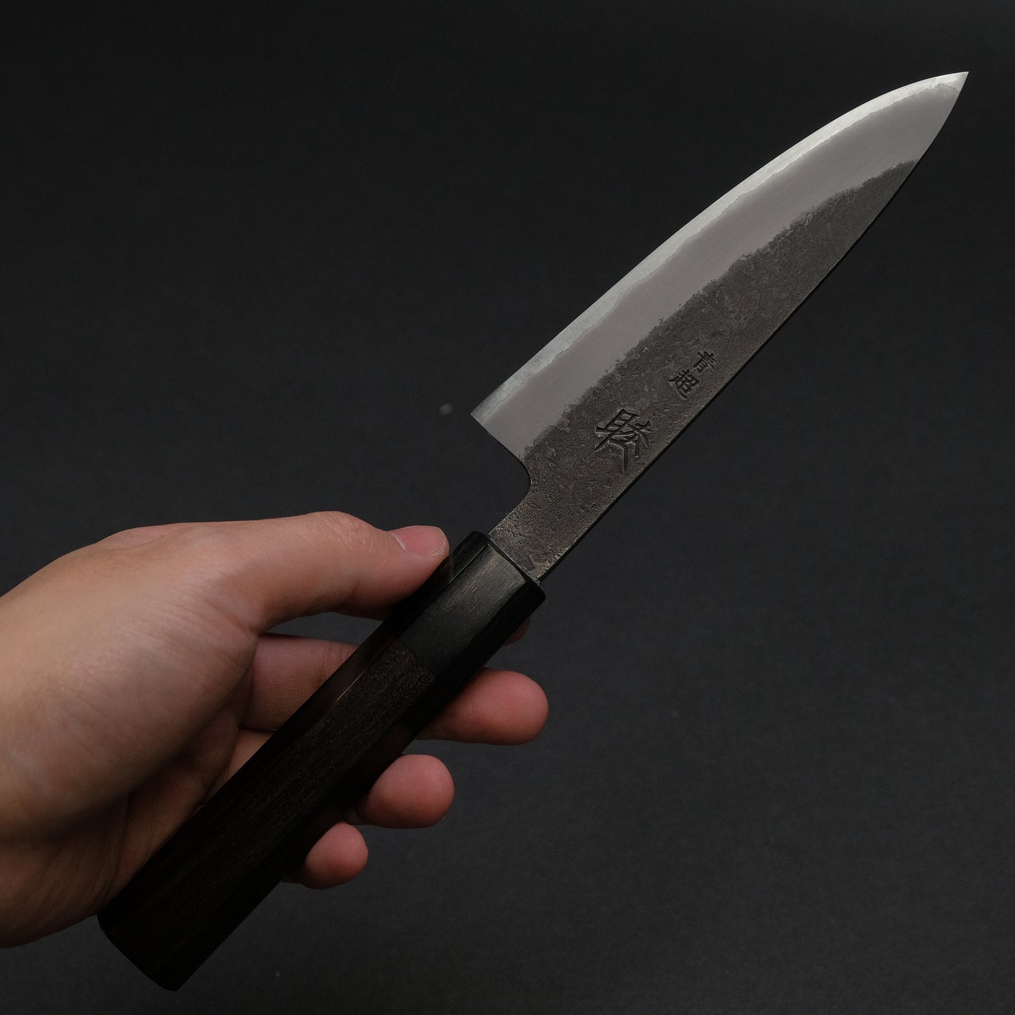 Mutsumi Blue Super Kurouchi Nashiji Petty 135mm Ebony Handle