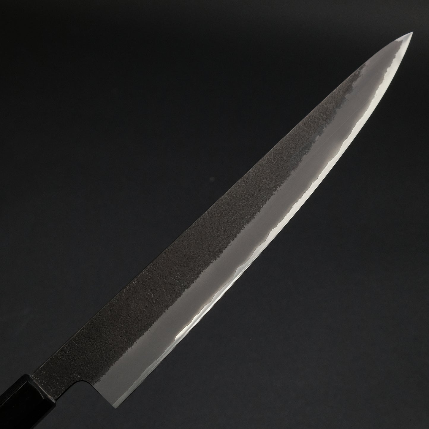 Mutsumi Blue Super Kurouchi Nashiji Sujihiki 240mm Ebony Handle