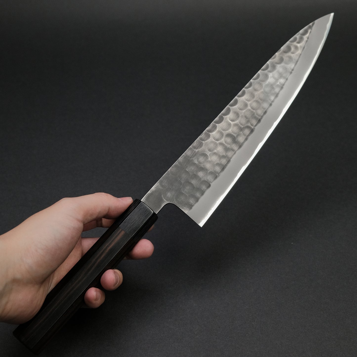 Mutsumi Blue Super Kurouchi Tsuchime Gyuto 240mm Ebony Handle