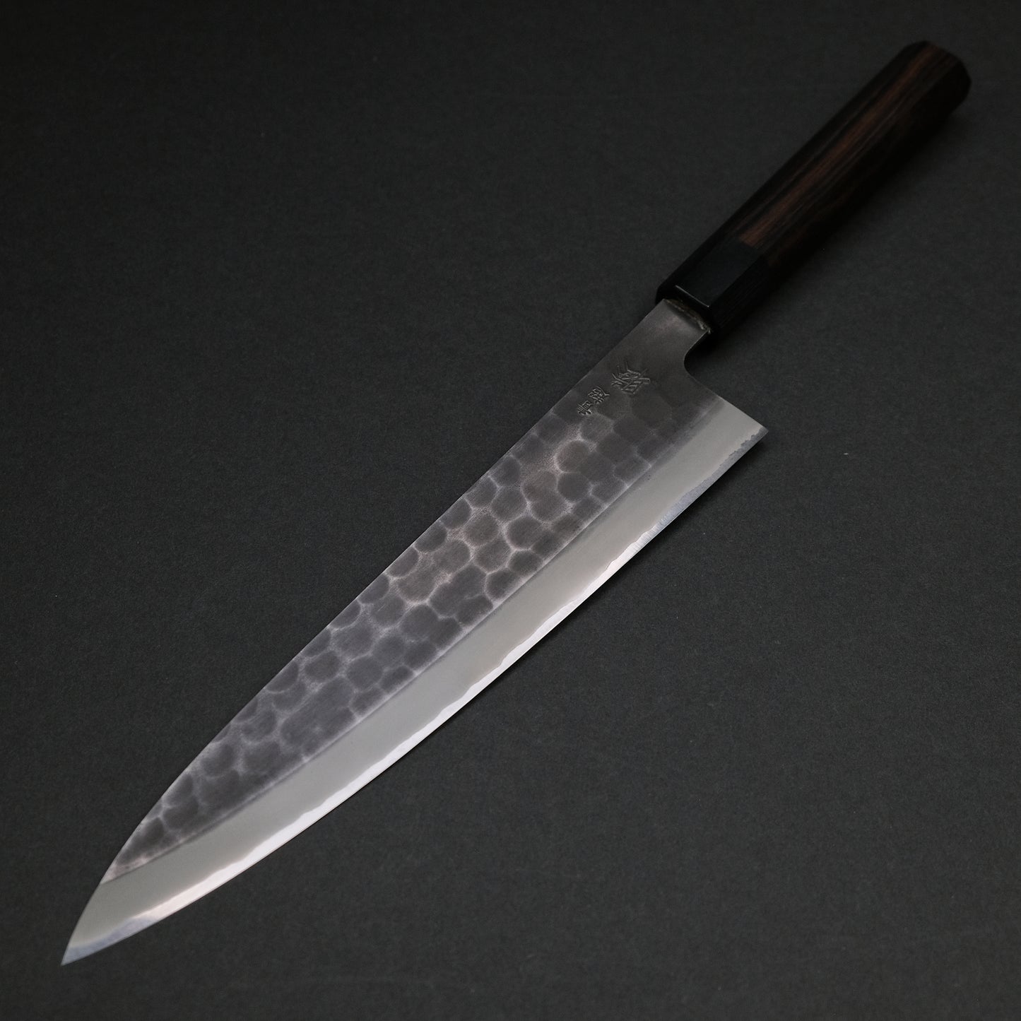 Mutsumi Blue Super Kurouchi Tsuchime Gyuto 240mm Ebony Handle