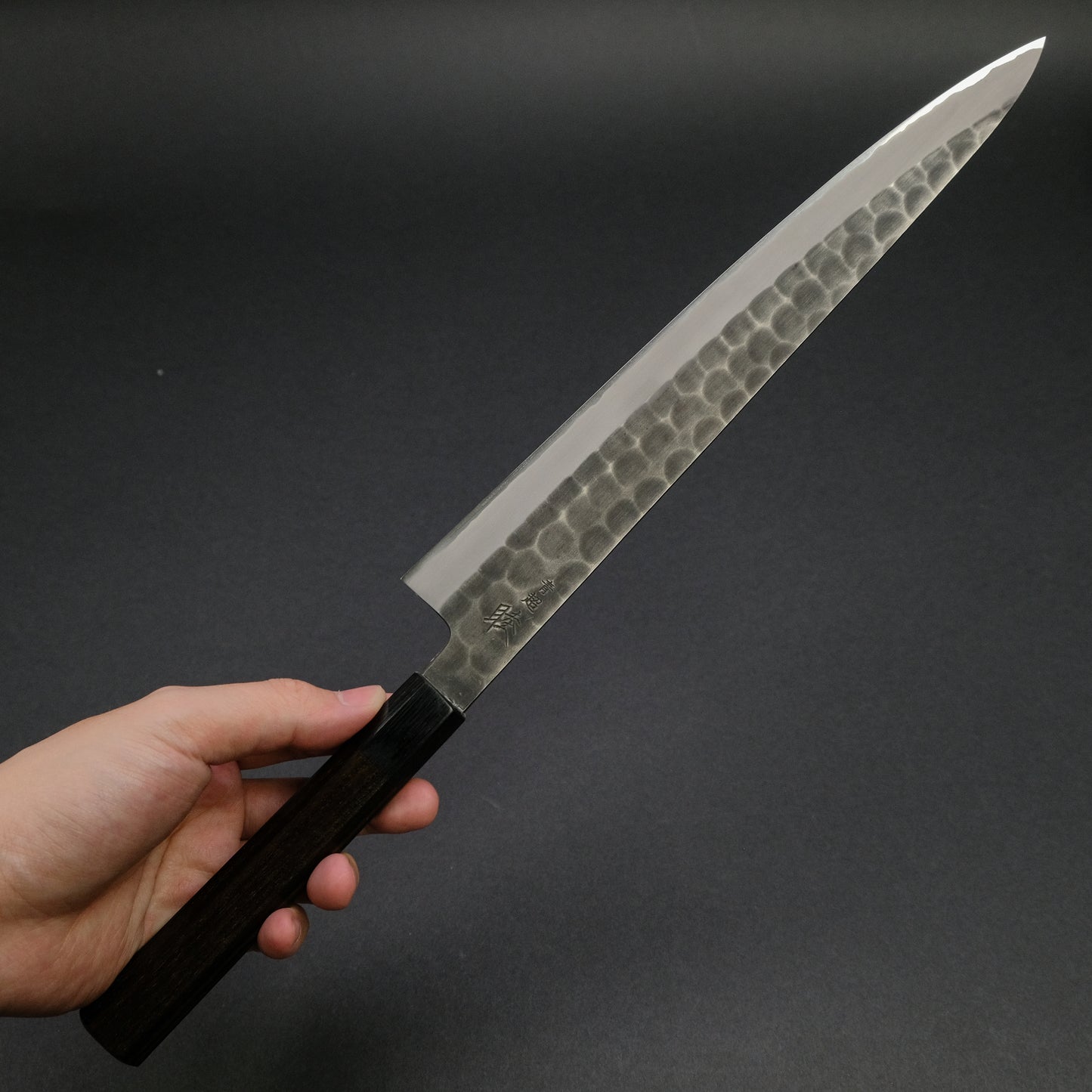 Mutsumi Blue Super Kurouchi Tsuchime Sujihiki 270mm Ebony Handle
