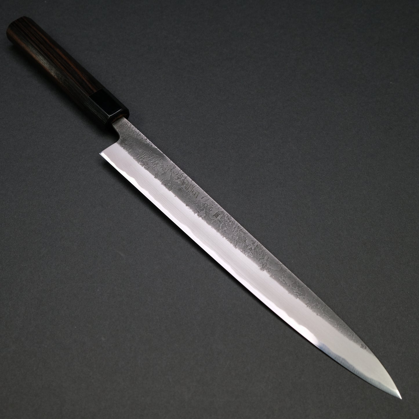 Toshihiro Wakui Kurouchi Nashiji Blue #2 Sujihiki 270mm Ebony Handle