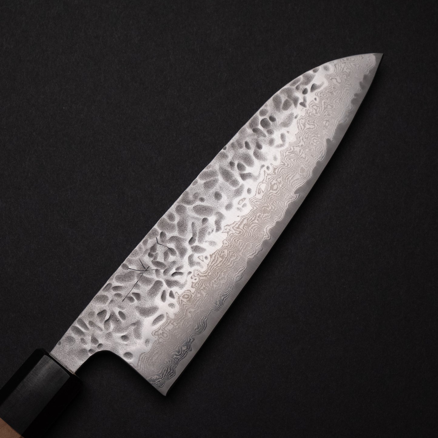 Hitohira Futana Stainless Tsuchime Damascus Santoku Cherry Wood Handle