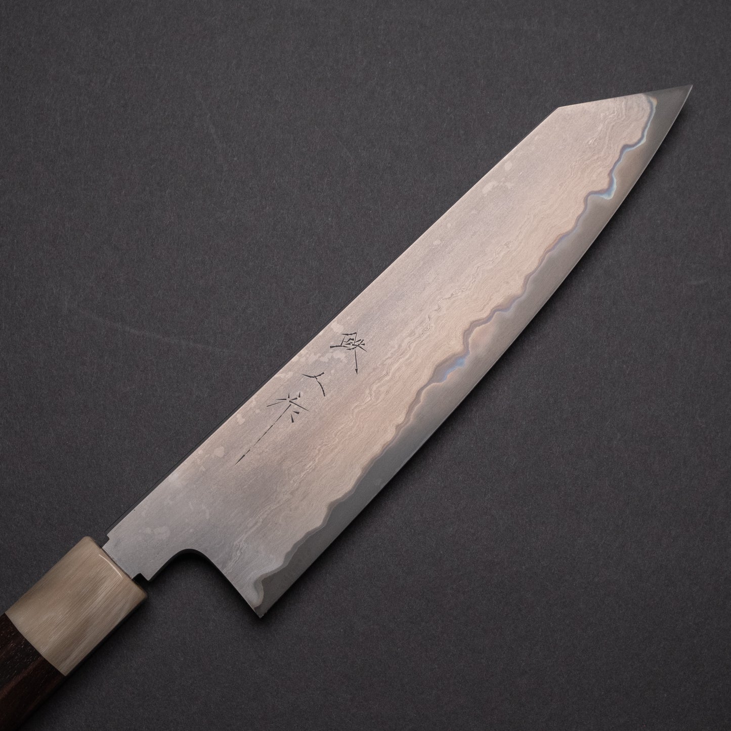 Tetsujin Blue #2 Metal Flow Kiritsuke Gyuto 210mm Taihei Makassar Ebony Handle