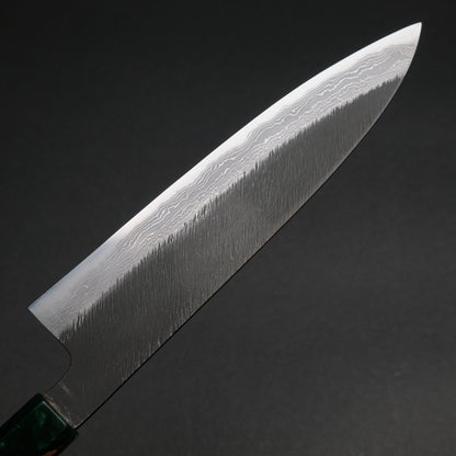 Ajikataya White #2 Matsuba Damascus Gyuto 210 Olive/ Resin Handle (#11)
