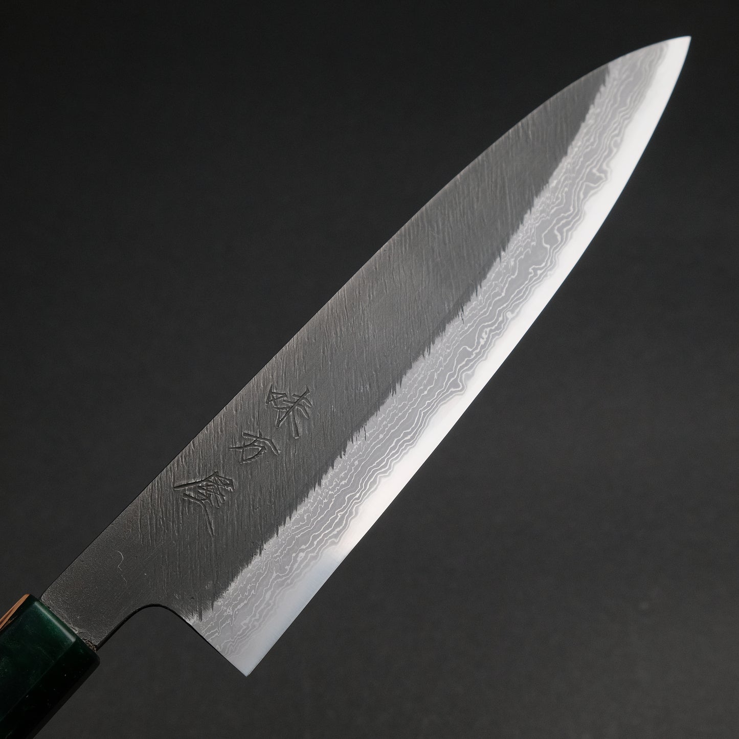 Ajikataya White #2 Matsuba Damascus Gyuto 210 Olive/ Resin Handle (#11)