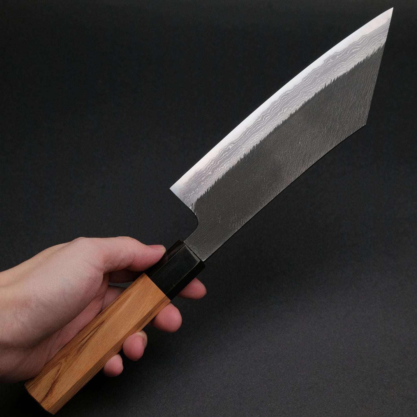 Ajikataya White #2 Matsuba Damascus Hakata 180 Olive x Buffalo Horn Handle (#25)