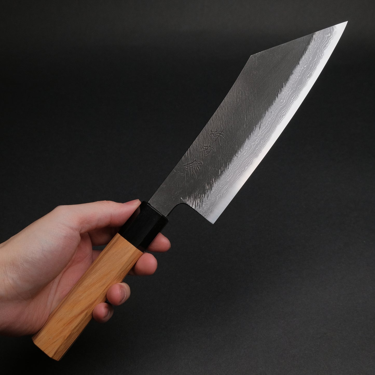 Ajikataya White #2 Matsuba Damascus Hakata 180 Olive x Buffalo Horn Handle (#25)